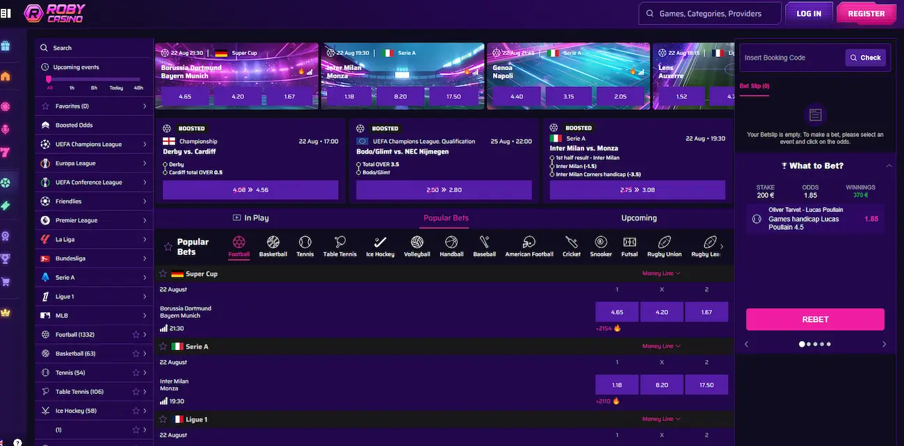 Roby Casino sportsbook with AFL, NRL and cricket markets